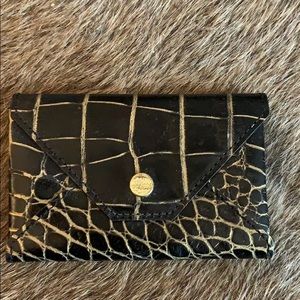 Abas black gold leather business card holder